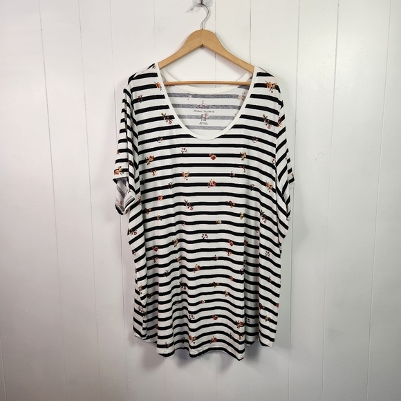 Penningtons Modern Fit Striped Short Sleeve Stretchy T-Shirt Top New NWT Size 6X - Picture 1 of 9